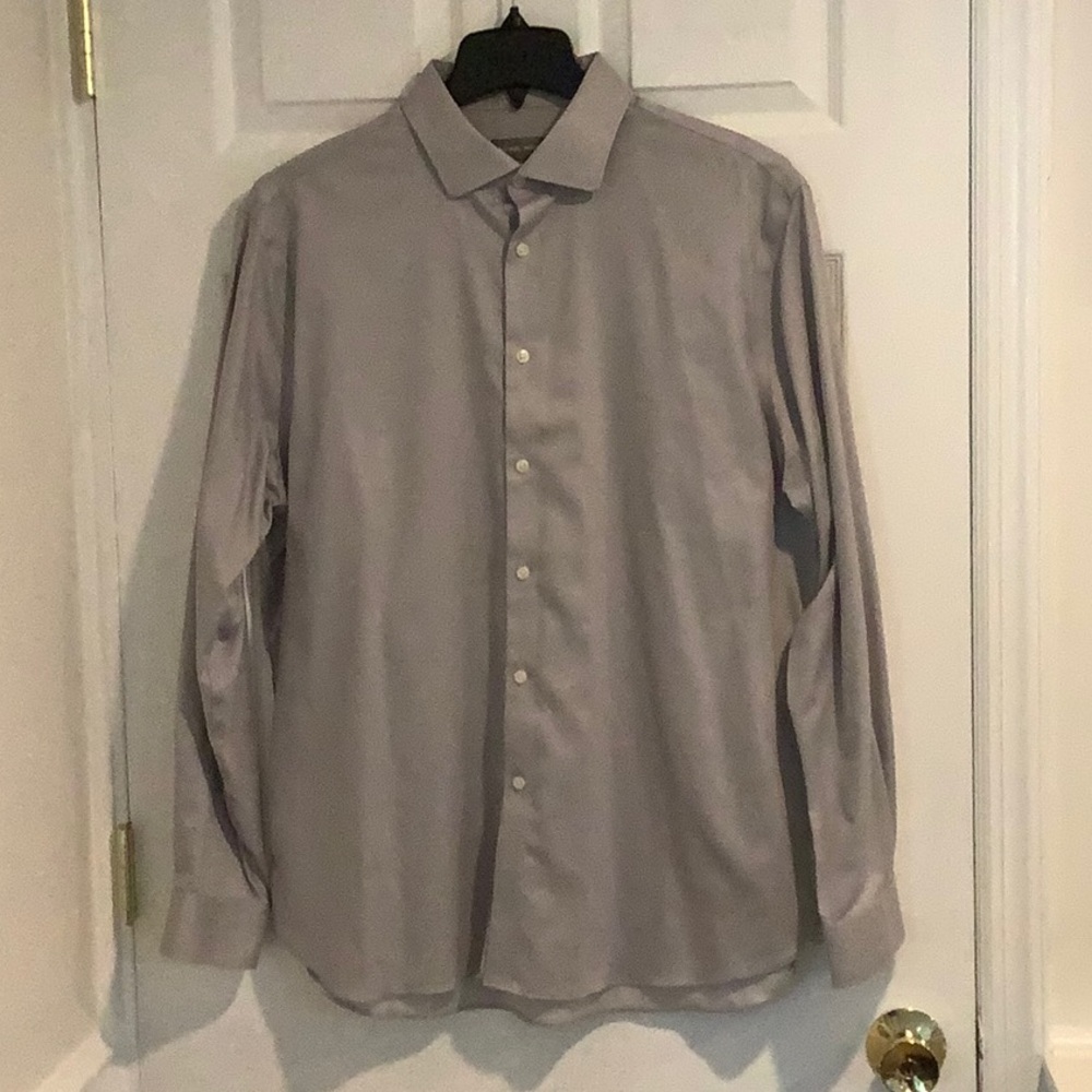 MICHAEL KORS NWOT Men’s Gray Slim Fit Airsoft Stretch Button Down Dress Shirt XL